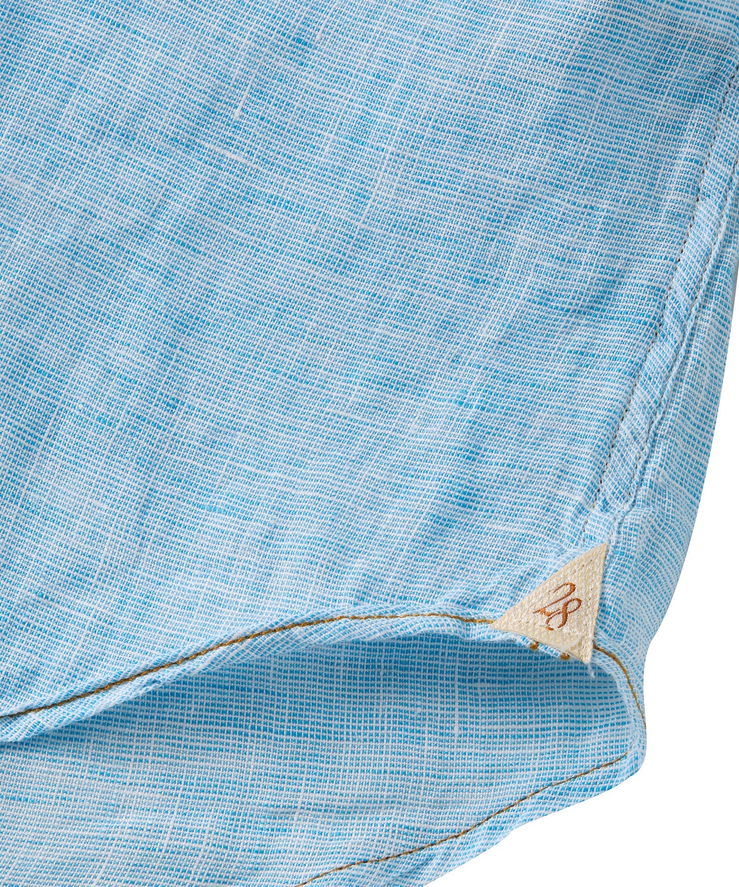 Mélange Linen Short Sleeve Sport Shirt in Aqua Blue by Borgo28