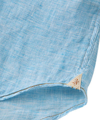 Mélange Linen Short Sleeve Sport Shirt in Aqua Blue by Borgo28