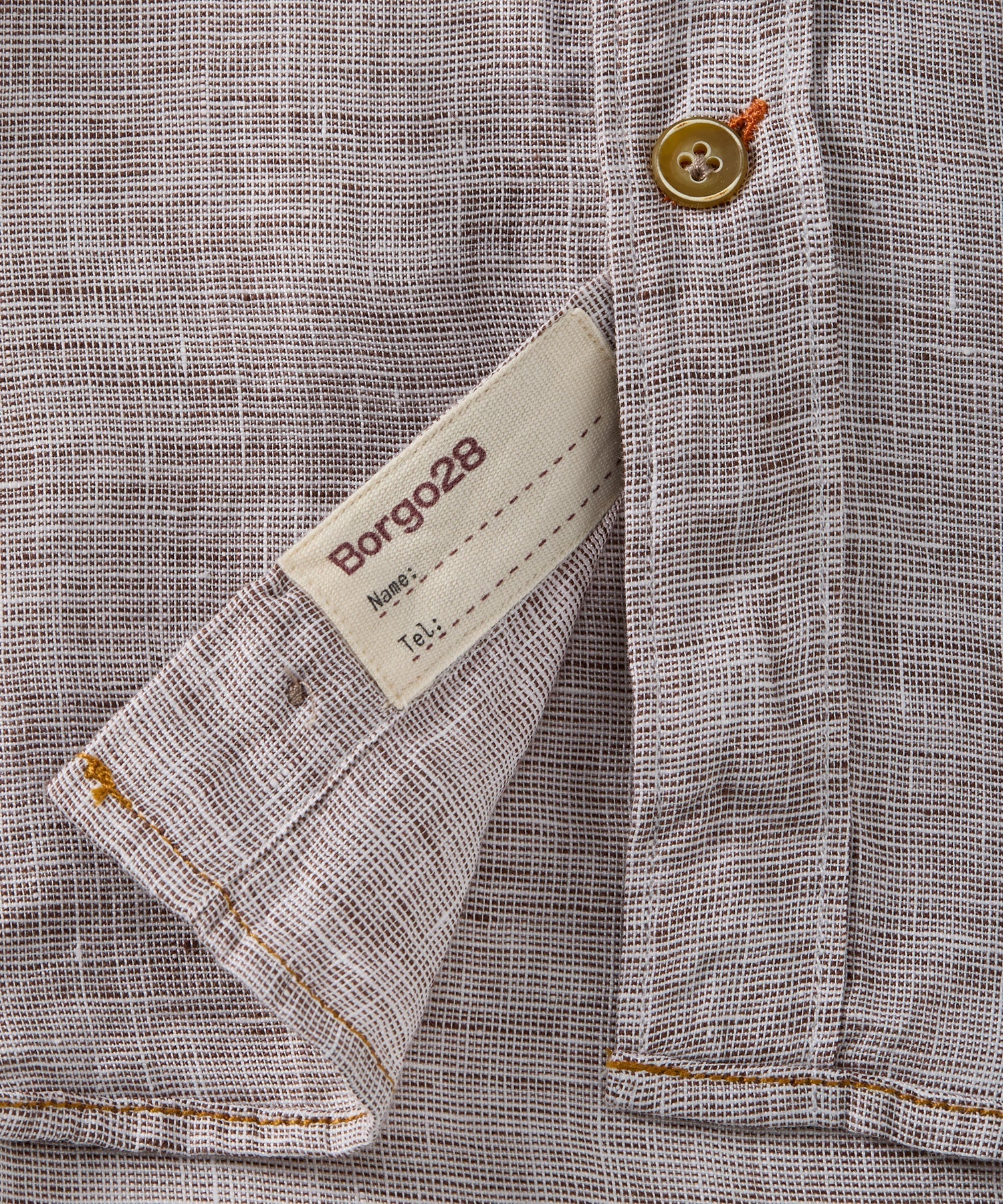 Mélange Linen Short Sleeve Sport Shirt in Brown by Borgo28