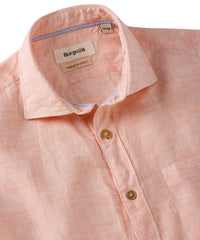 Mélange Linen Short Sleeve Sport Shirt in Orange by Borgo28