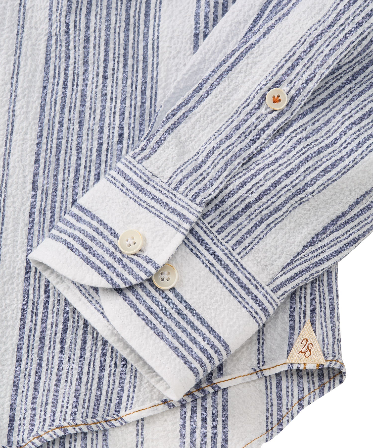 Italian Seersucker Stripe Long Sleeve Sport Shirt in Blue by Borgo28