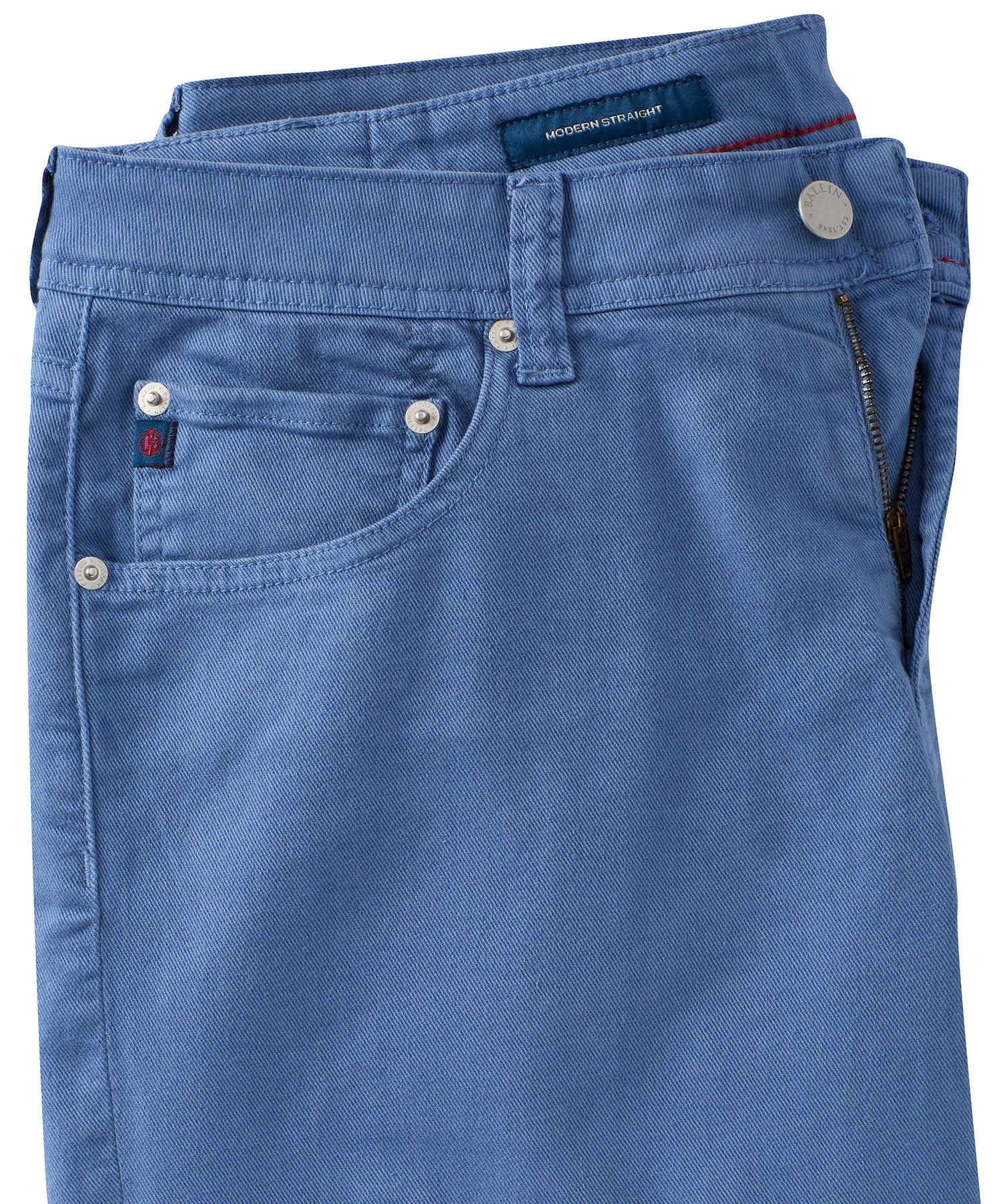 'Old Dyed Denim' Stretch 5-Pocket Jeans in Blue (Modern Straight Fit) by Ballin