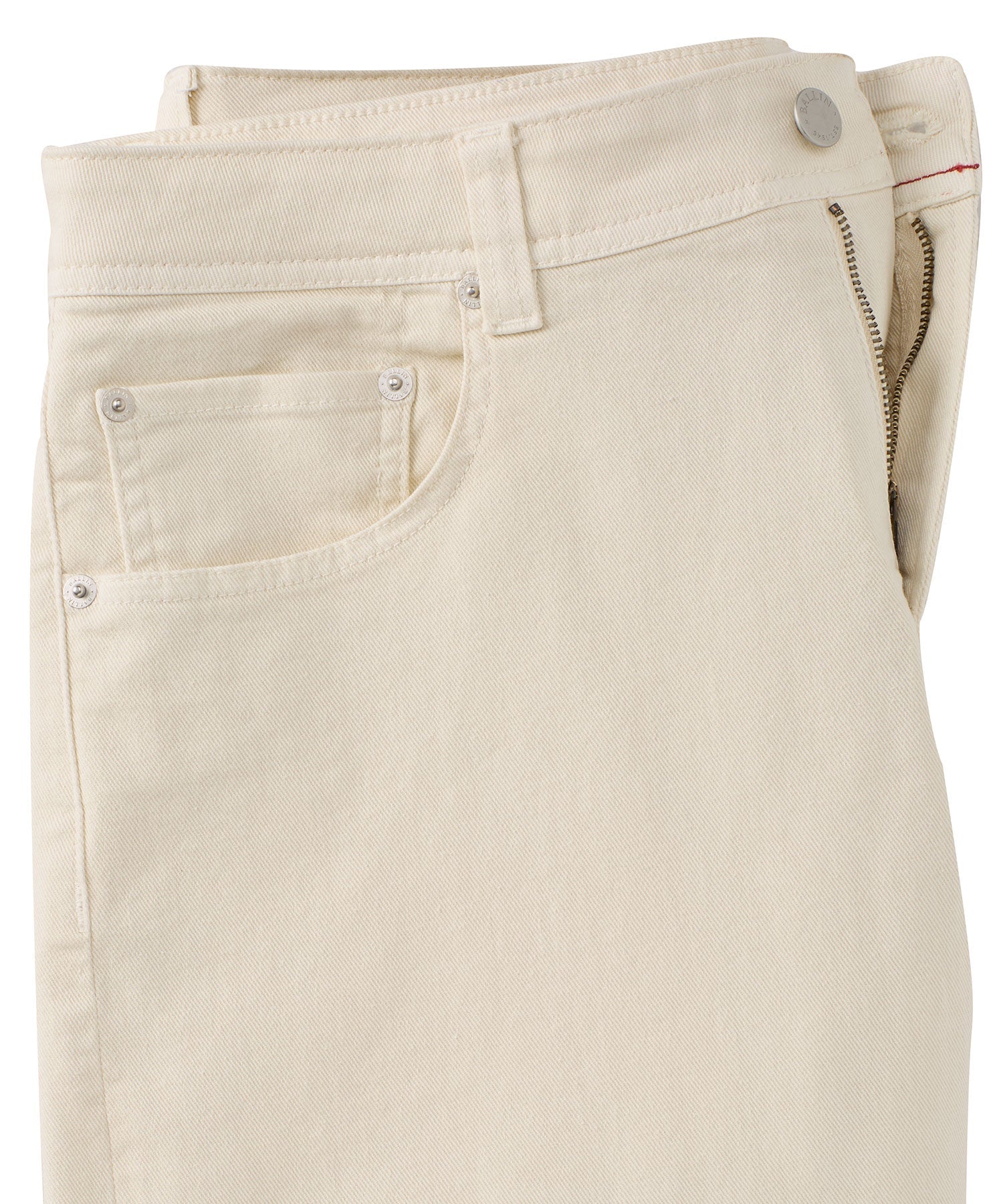 'Old Dyed Denim' Stretch 5-Pocket Jeans in Cream (Modern Straight Fit) by Ballin