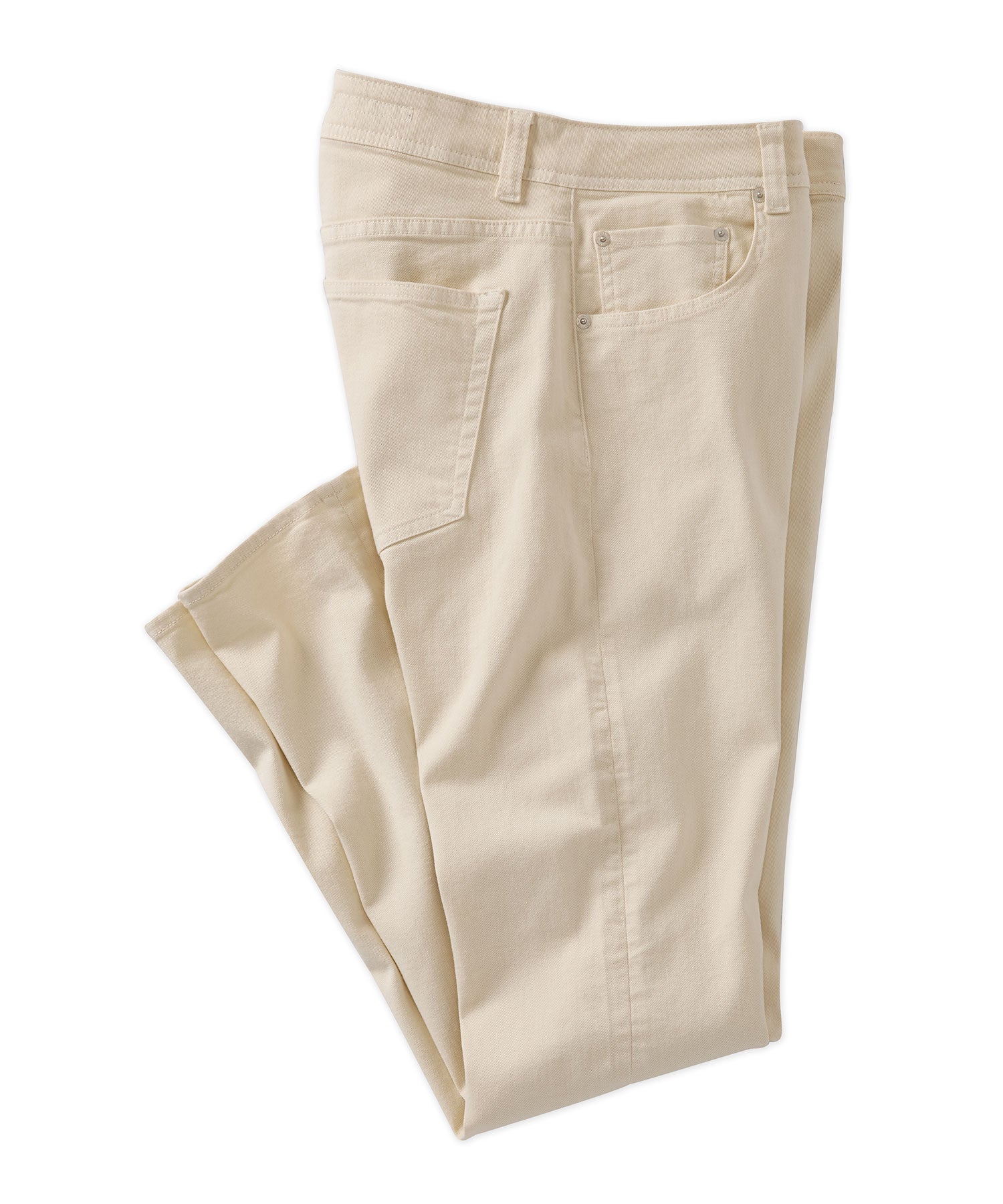 'Old Dyed Denim' Stretch 5-Pocket Jeans in Cream (Modern Straight Fit) by Ballin
