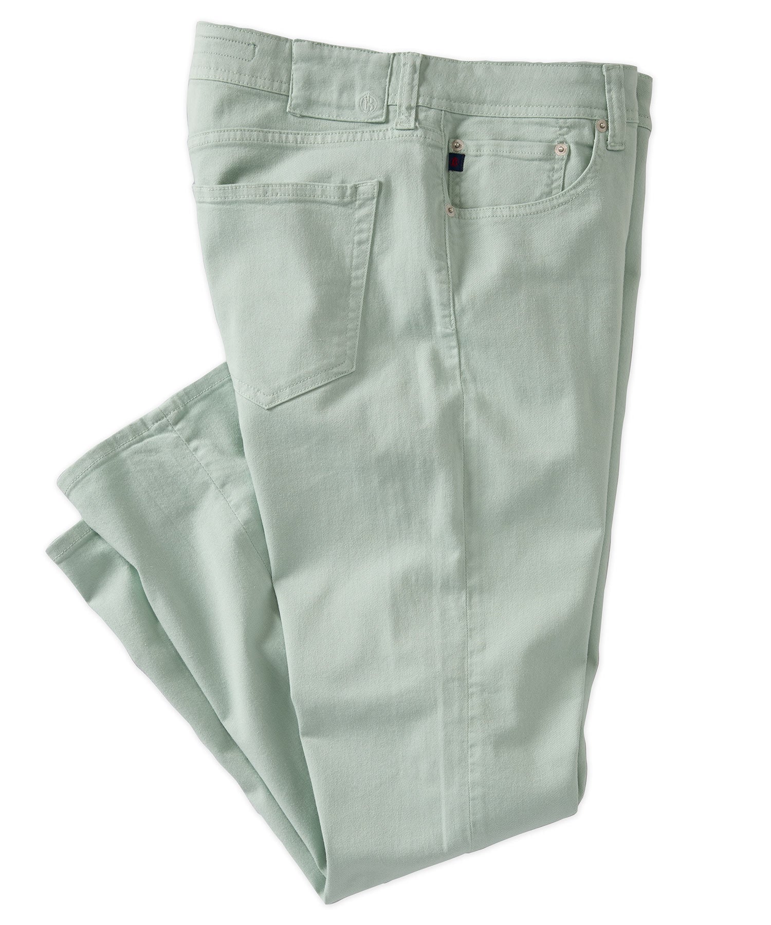 'Old Dyed Denim' Stretch 5-Pocket Jeans in Frosty Green (Modern Straight Fit) by Ballin