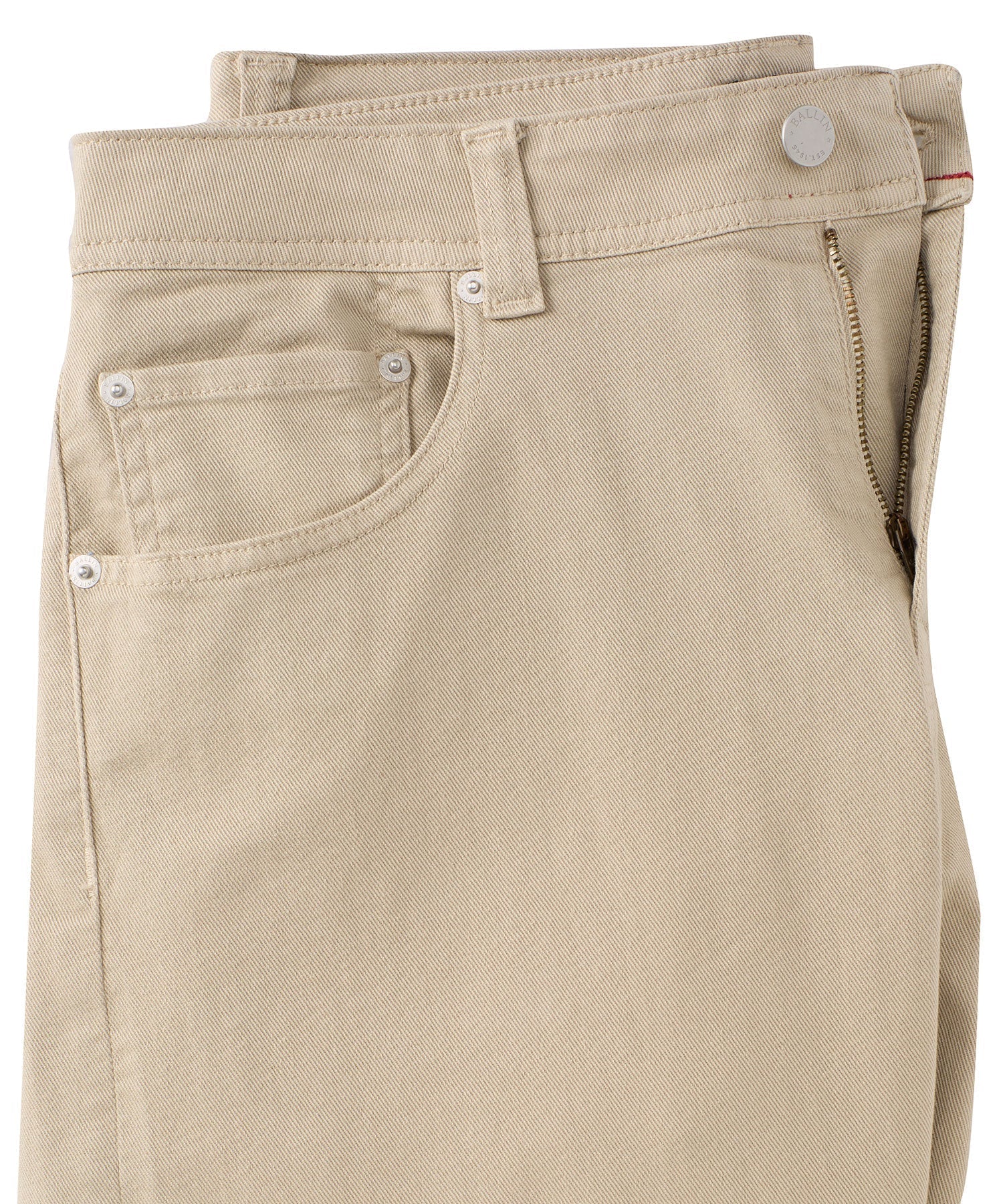 'Old Dyed Denim' Stretch 5-Pocket Jeans in Khaki (Modern Straight Fit) by Ballin