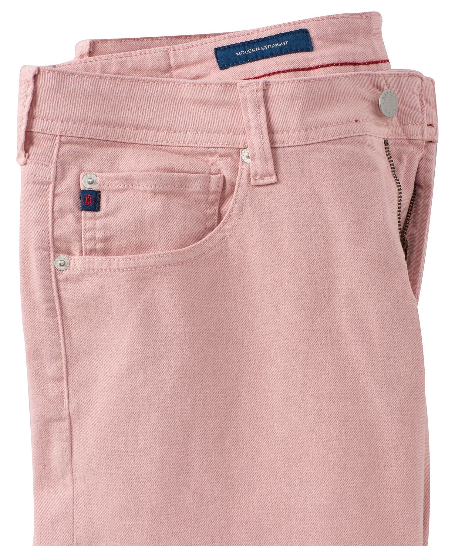'Old Dyed Denim' Stretch 5-Pocket Jeans in Light Pink (Modern Straight Fit) by Ballin