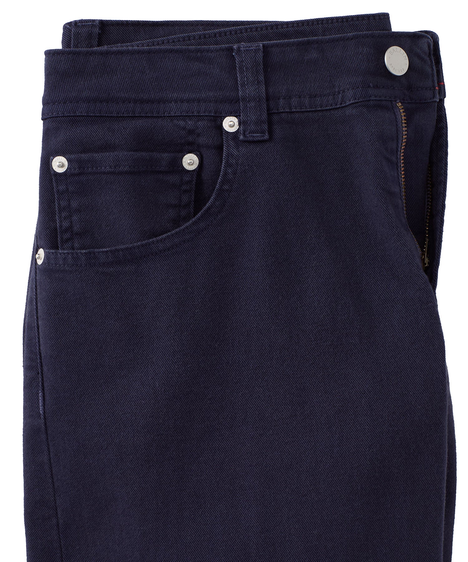 'Old Dyed Denim' Stretch 5-Pocket Jeans in Navy, Size 34x32 (Modern Straight Fit) by Ballin