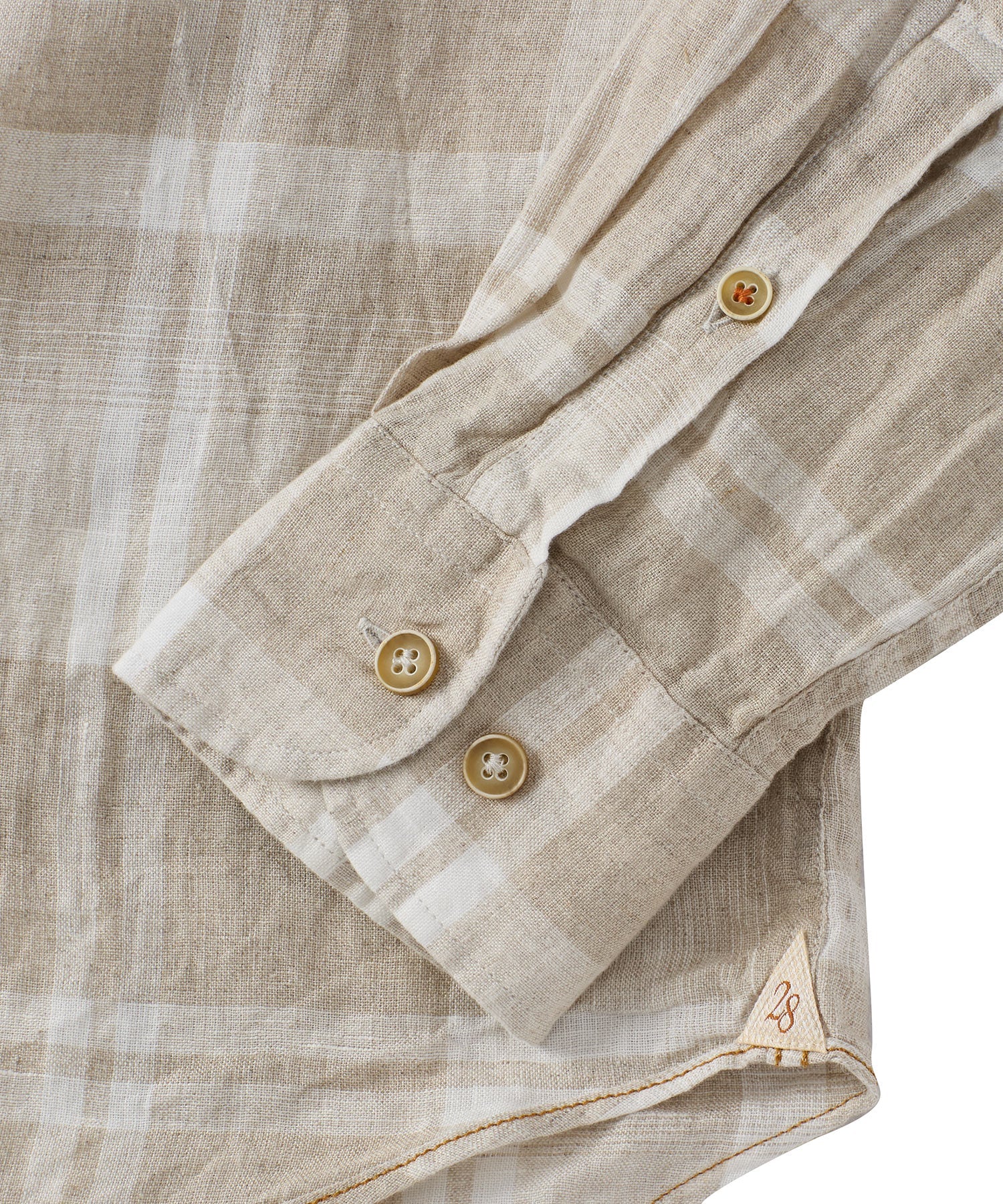 Plaid Linen Long Sleeve Sport Shirt in Beige by Borgo28