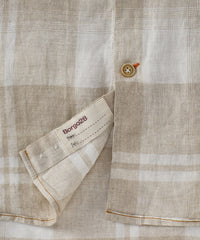 Plaid Linen Long Sleeve Sport Shirt in Beige by Borgo28