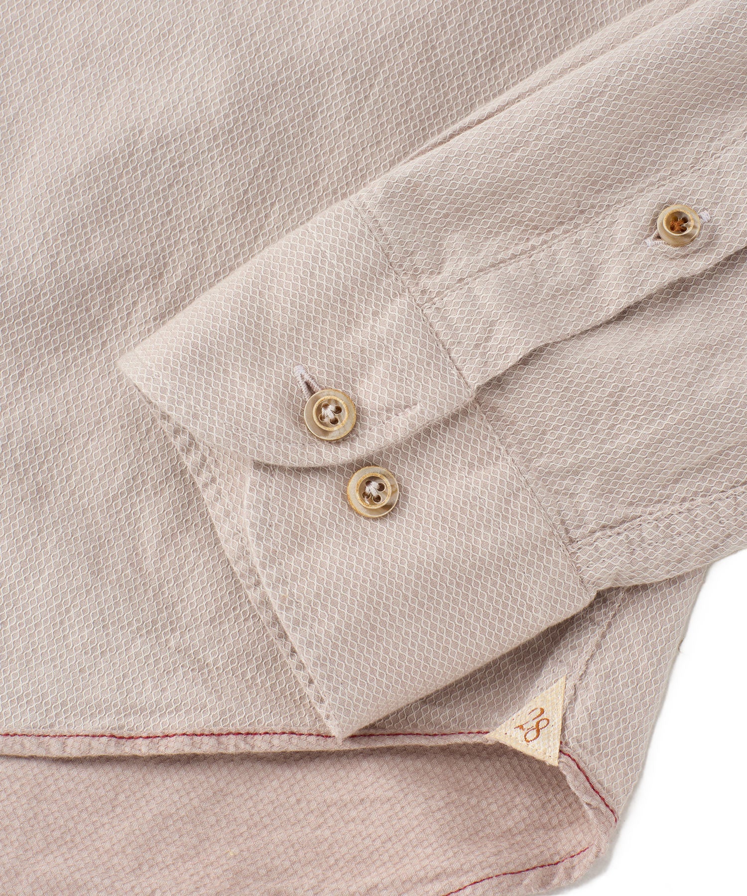 Italian Double-Faced Honeycomb Brushed Cotton Long-Sleeve Sport Shirt in Beige by Borgo28