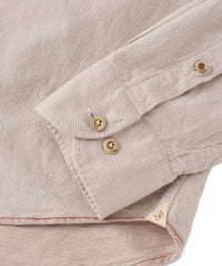 Italian Double-Faced Honeycomb Brushed Cotton Long-Sleeve Sport Shirt in Beige by Borgo28