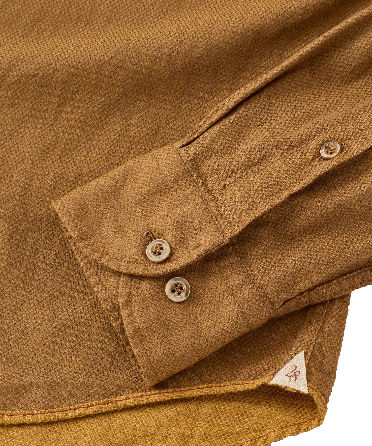 Italian Double-Faced Honeycomb Brushed Cotton Long-Sleeve Sport Shirt in Gold by Borgo28