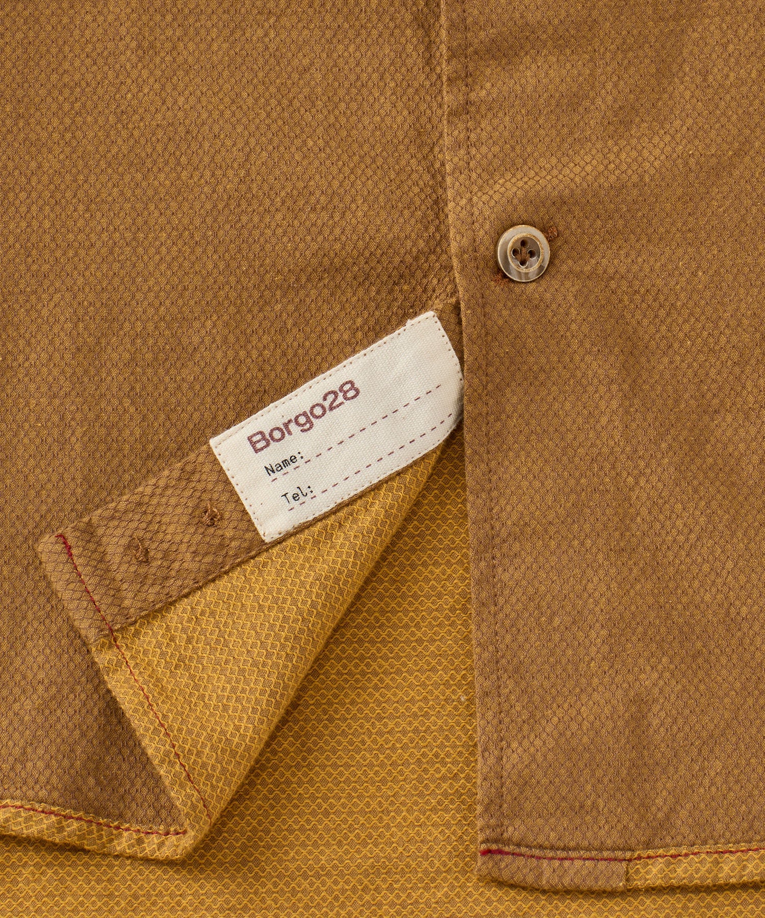 Italian Double-Faced Honeycomb Brushed Cotton Long-Sleeve Sport Shirt in Gold by Borgo28