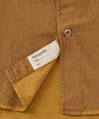 Italian Double-Faced Honeycomb Brushed Cotton Long-Sleeve Sport Shirt in Gold by Borgo28