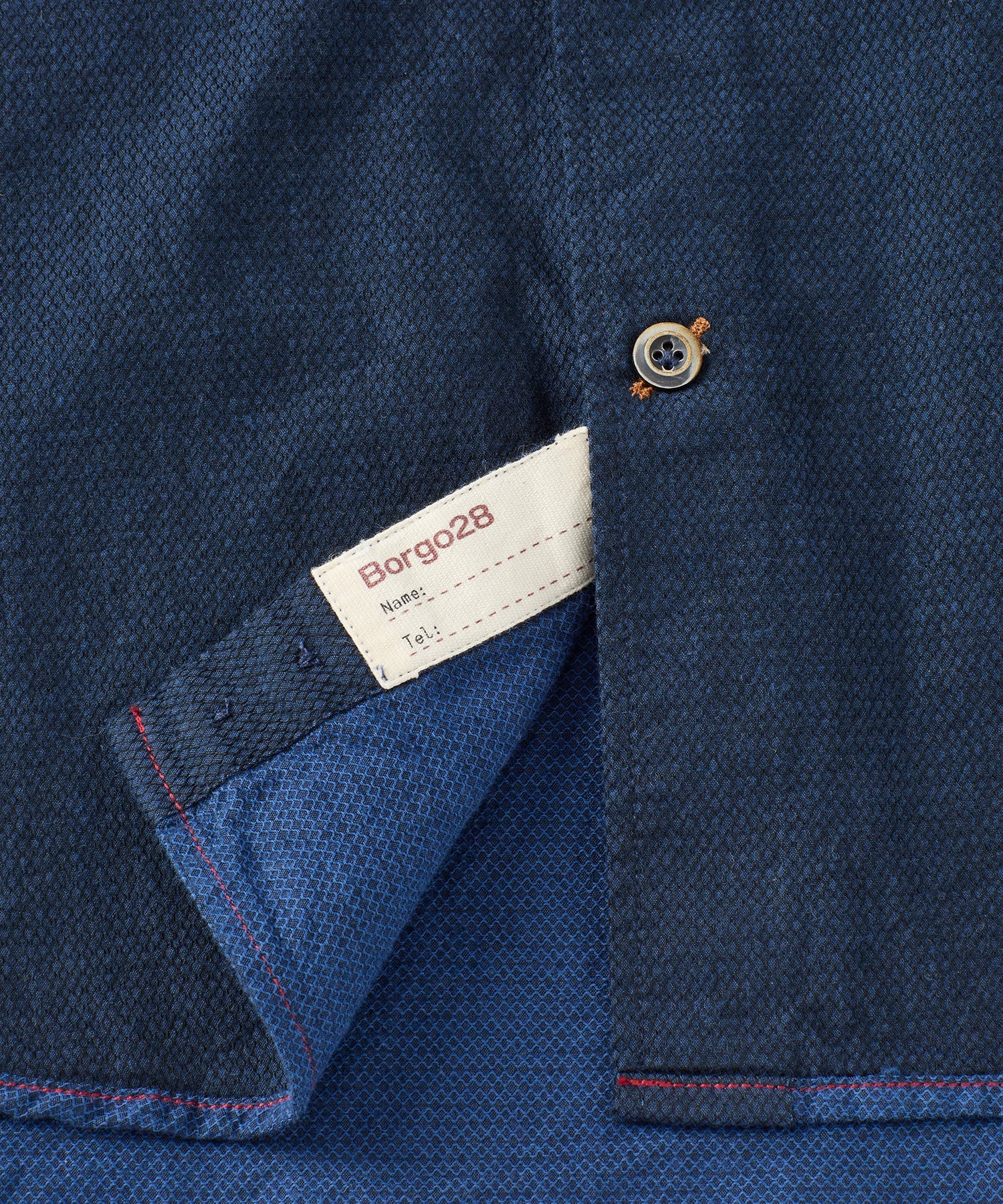 Italian Double-Faced Honeycomb Brushed Cotton Long-Sleeve Sport Shirt in Navy by Borgo28