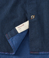 Italian Double-Faced Honeycomb Brushed Cotton Long-Sleeve Sport Shirt in Navy by Borgo28