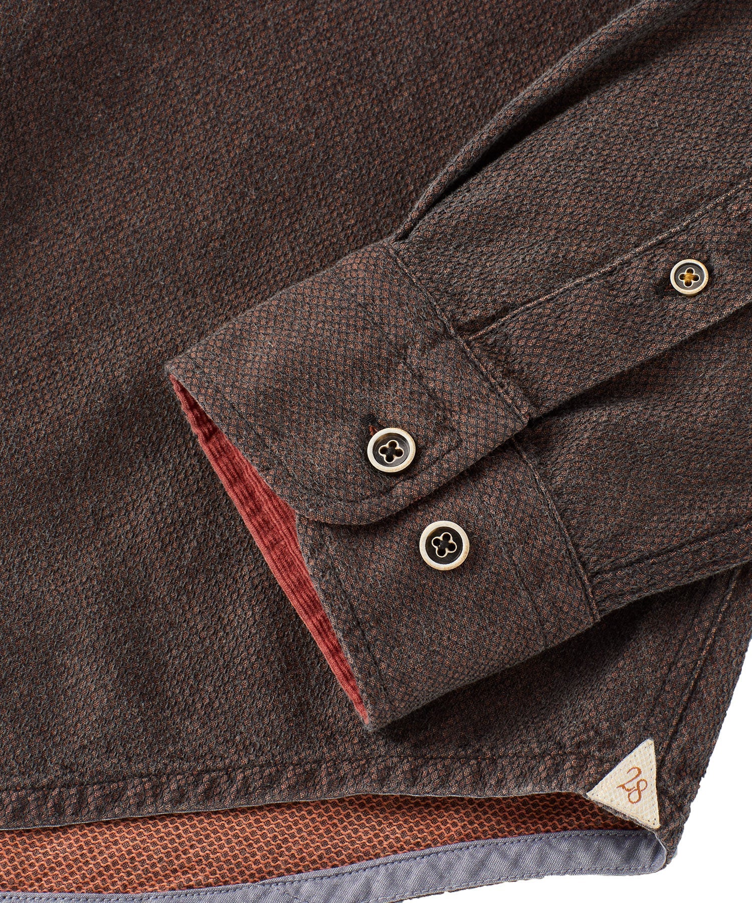 Double-Faced Honeycomb Brushed Cotton Long-Sleeve Sport Shirt in Brick by Borgo28