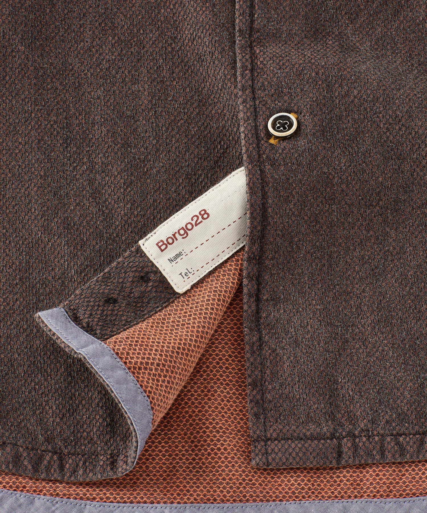Double-Faced Honeycomb Brushed Cotton Long-Sleeve Sport Shirt in Brick by Borgo28