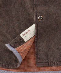 Double-Faced Honeycomb Brushed Cotton Long-Sleeve Sport Shirt in Brick by Borgo28