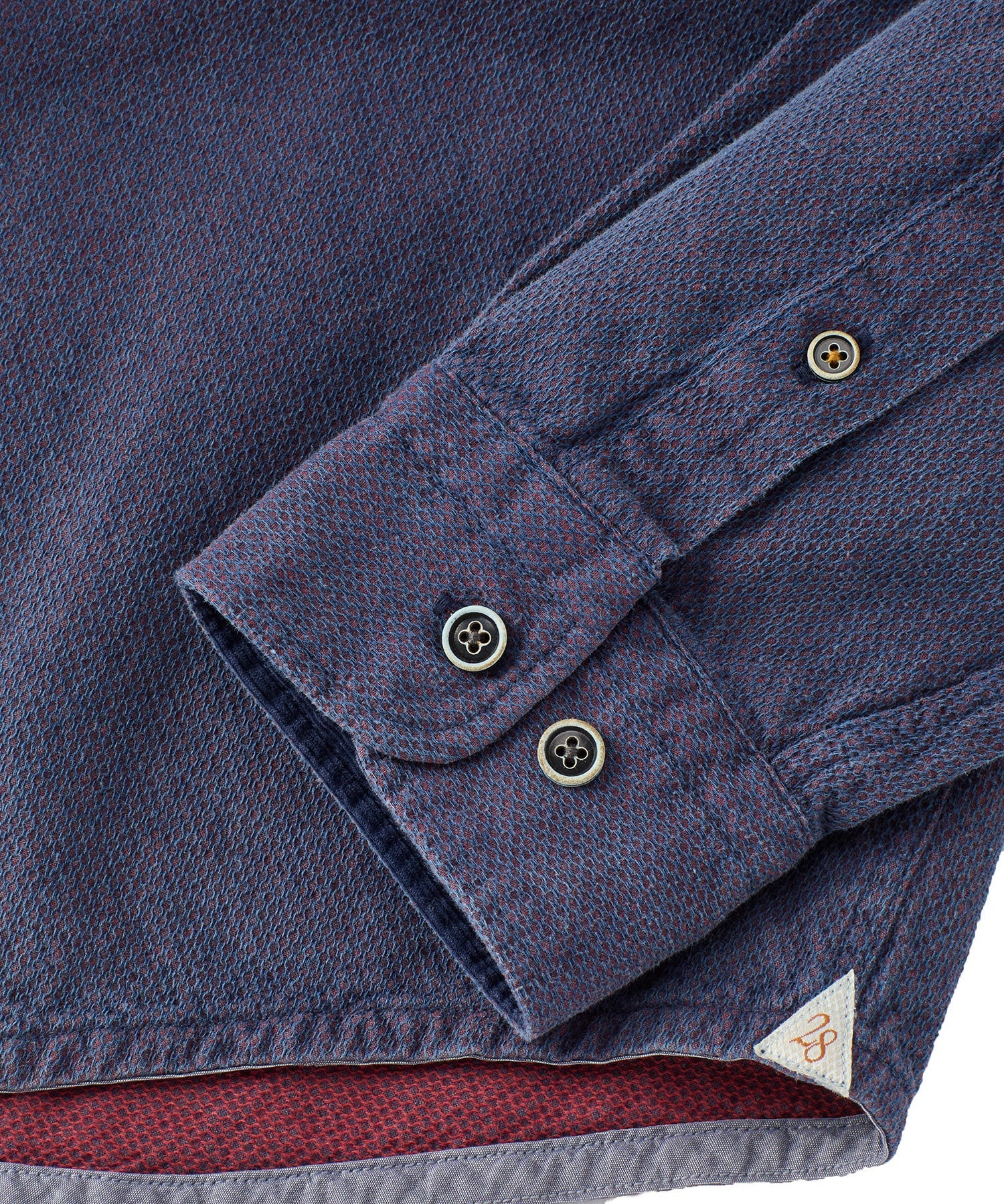 Double-Faced Honeycomb Brushed Cotton Long-Sleeve Sport Shirt in Eggplant by Borgo28