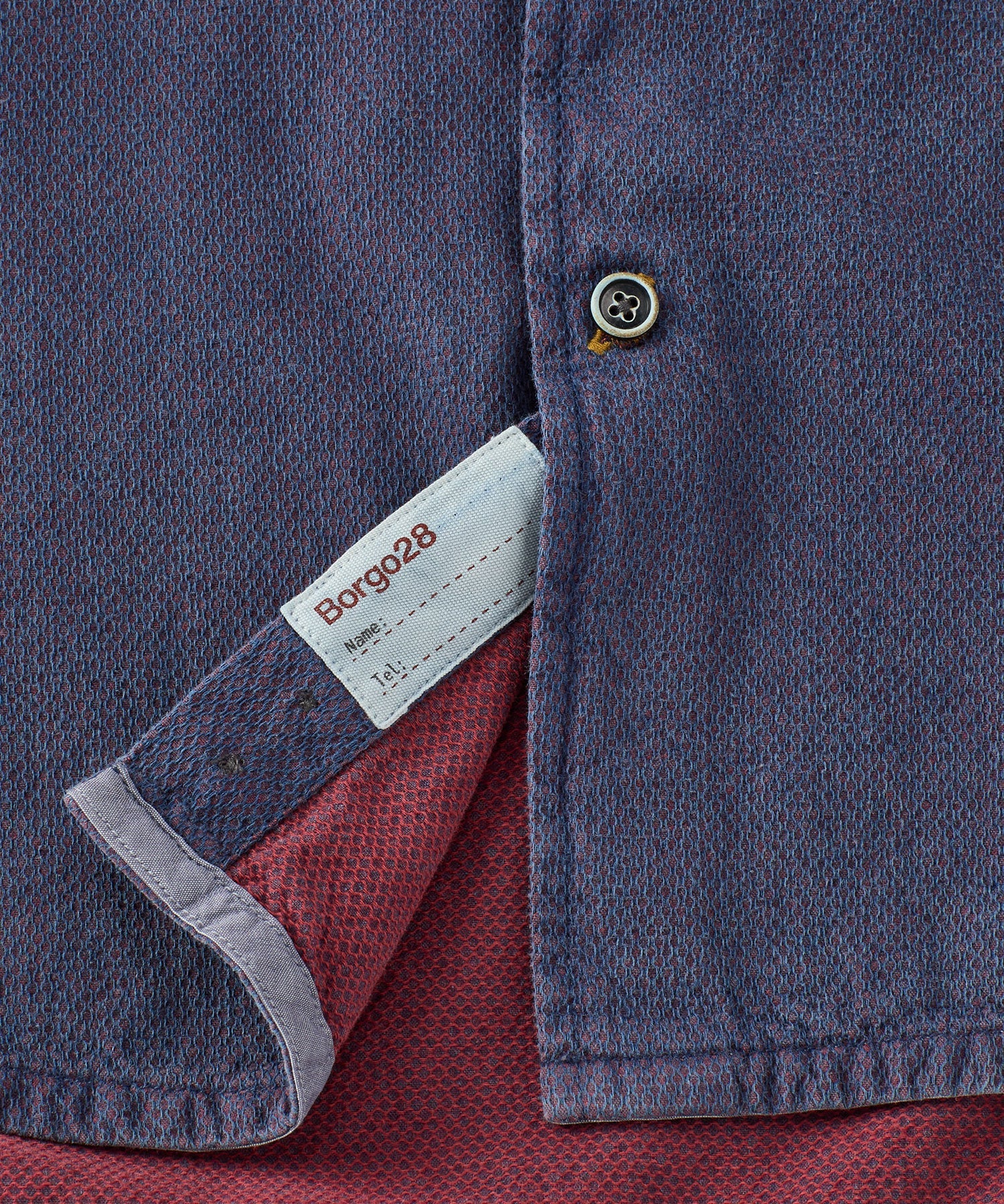 Double-Faced Honeycomb Brushed Cotton Long-Sleeve Sport Shirt in Eggplant by Borgo28