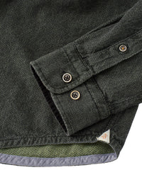 Double-Faced Honeycomb Brushed Cotton Long-Sleeve Sport Shirt in Olive by Borgo28