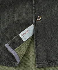 Double-Faced Honeycomb Brushed Cotton Long-Sleeve Sport Shirt in Olive by Borgo28