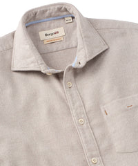 Italian Mélange Brushed Twill Long-Sleeve Sport Shirt in Beige by Borgo28