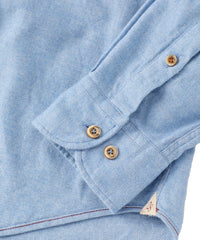 Italian Mélange Brushed Twill Long-Sleeve Sport Shirt in Indigo by Borgo28
