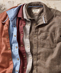 Italian Mélange Brushed Twill Long-Sleeve Sport Shirt in Taupe by Borgo28