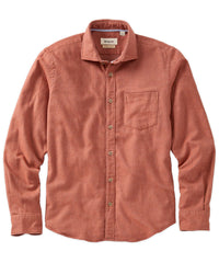 Italian Mélange Brushed Twill Long-Sleeve Sport Shirt in Rust by Borgo28