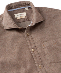 Italian Mélange Brushed Twill Long-Sleeve Sport Shirt in Taupe by Borgo28