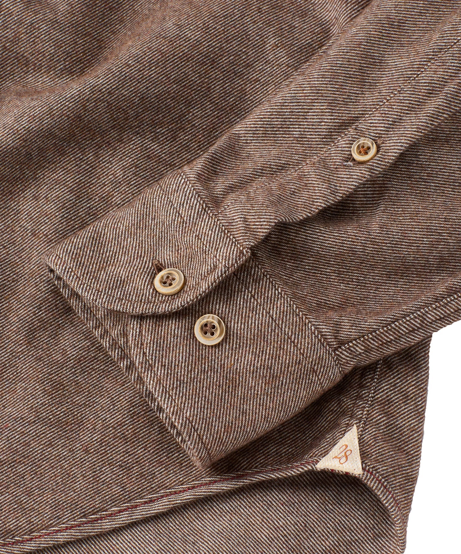 Italian Mélange Brushed Twill Long-Sleeve Sport Shirt in Taupe by Borgo28