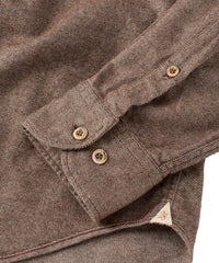 Italian Mélange Brushed Twill Long-Sleeve Sport Shirt in Taupe by Borgo28