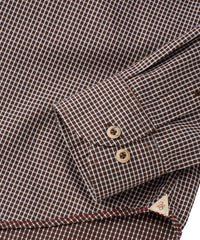 Italian Twill Micro Check Long-Sleeve Sport Shirt in Brown by Borgo28