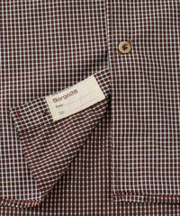 Italian Twill Micro Check Long-Sleeve Sport Shirt in Brown by Borgo28