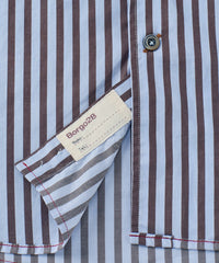 Italian Long-Sleeve Royal Stripe Sport Shirt in Blue/Brown by Borgo28