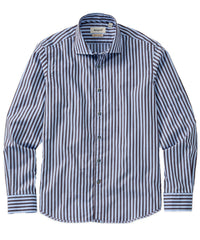 Italian Long-Sleeve Royal Stripe Sport Shirt in Blue/Brown by Borgo28
