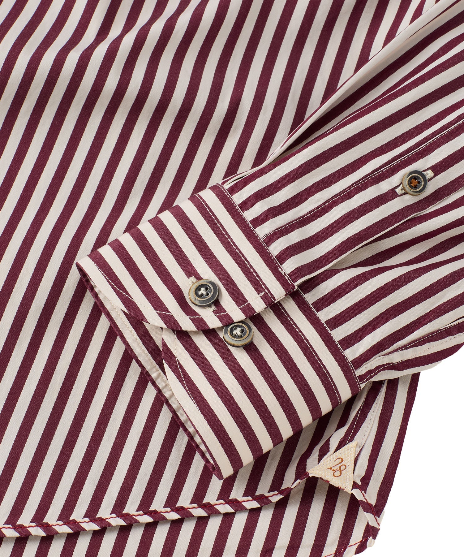 Italian Long-Sleeve Preppy Stripe Sport Shirt in Burgundy by Borgo28