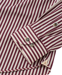 Italian Long-Sleeve Preppy Stripe Sport Shirt in Burgundy by Borgo28