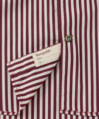 Italian Long-Sleeve Preppy Stripe Sport Shirt in Burgundy by Borgo28