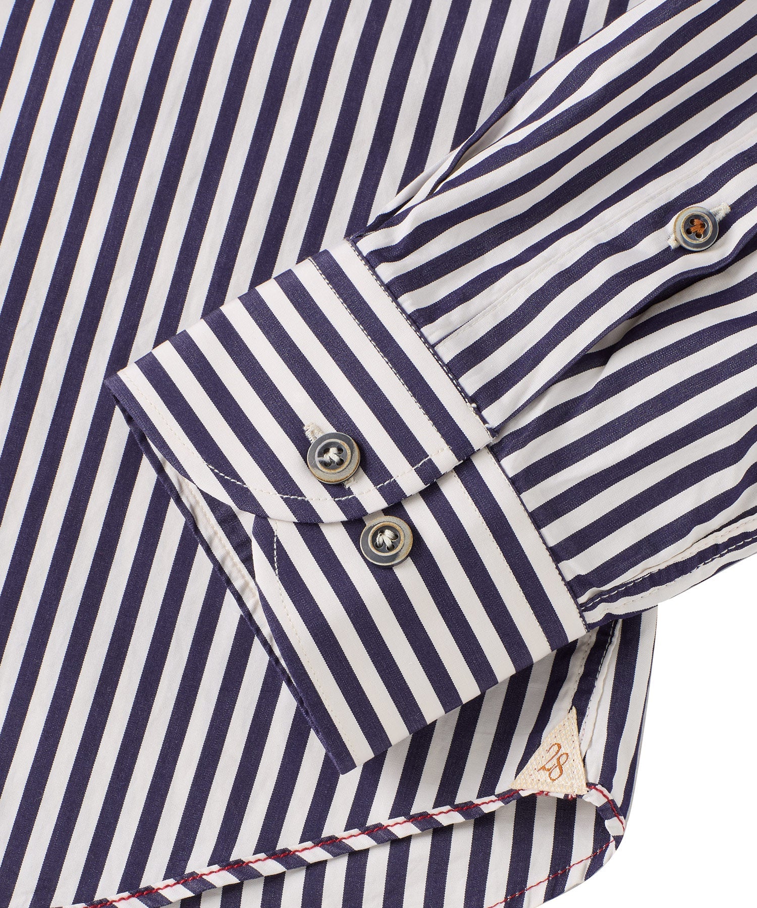 Italian Long-Sleeve Preppy Stripe Sport Shirt in Navy by Borgo28