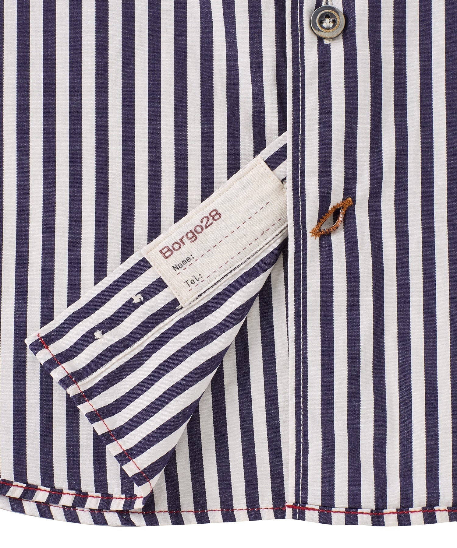 Italian Long-Sleeve Preppy Stripe Sport Shirt in Navy by Borgo28