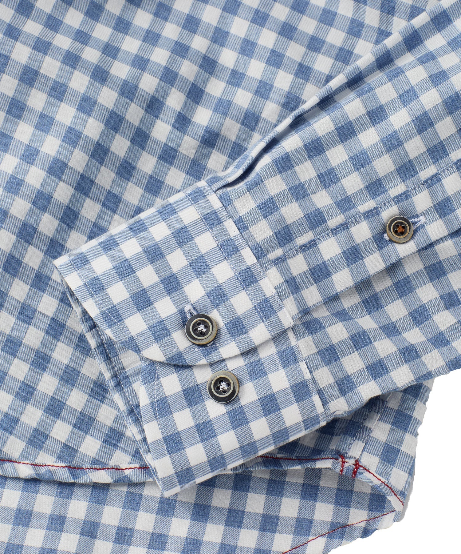 Italian Brushed Gingham Long-Sleeve Sport Shirt in Mid Blue by Borgo28