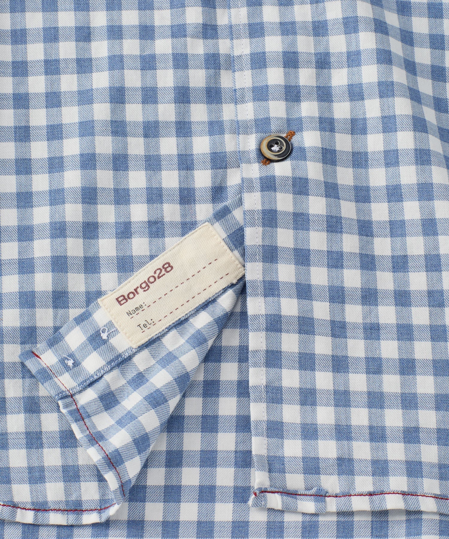 Italian Brushed Gingham Long-Sleeve Sport Shirt in Mid Blue by Borgo28