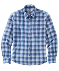 Italian Mélange Plaid Twill Long-Sleeve Sport Shirt in Blue Mix by Borgo28