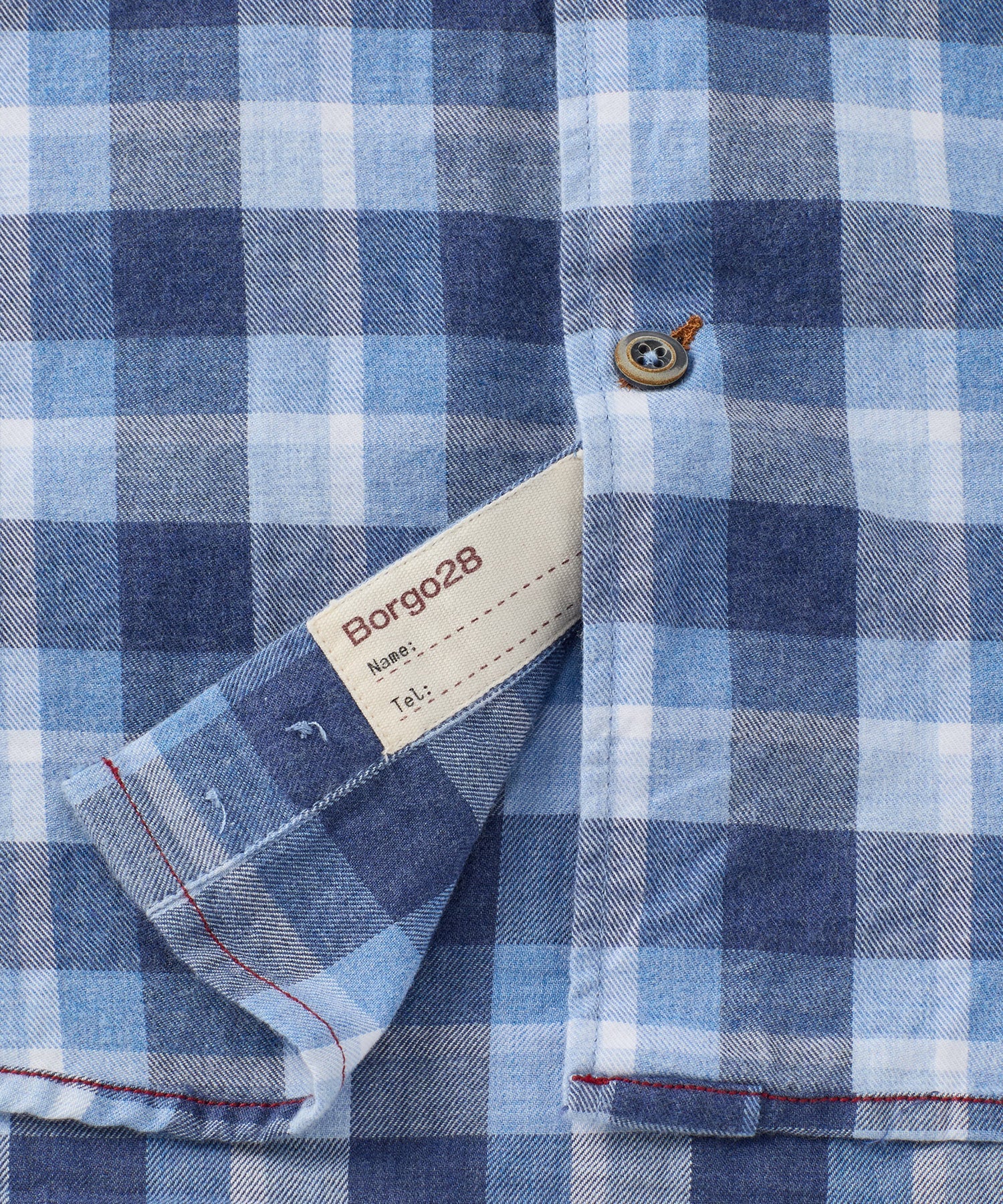 Italian Mélange Plaid Twill Long-Sleeve Sport Shirt in Blue Mix by Borgo28