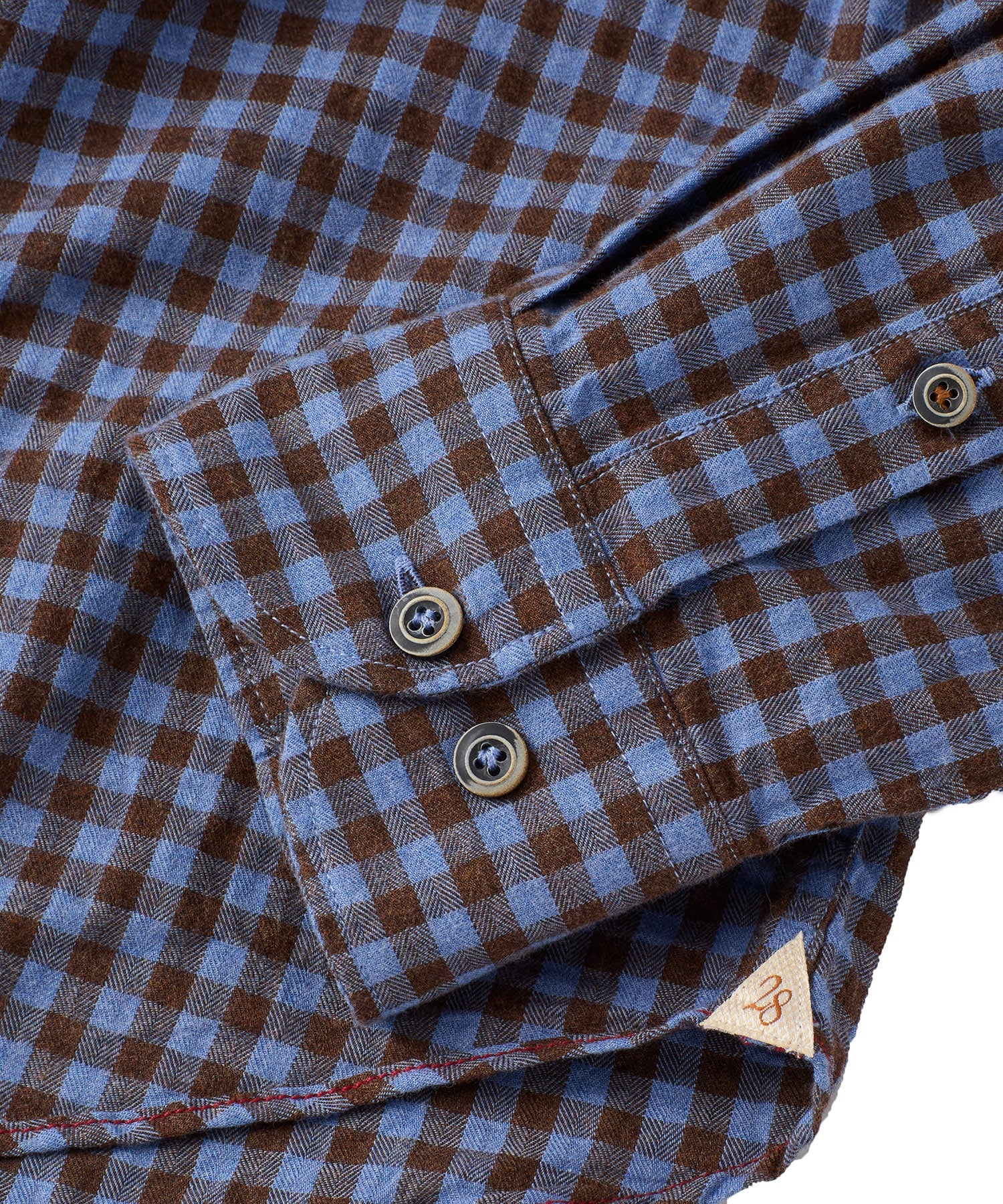 Italian Mélange Gingham Twill Long-Sleeve Sport Shirt in Blue and Brown by Borgo28