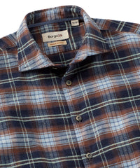 Italian Big Plaid Brushed Cotton Long-Sleeve Sport Shirt in Mid Blue by Borgo28